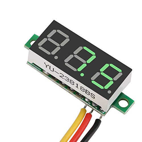 LED-Anzeige Voltmeter DC Spannungsmesser Panel DC 0-100 V Easy Connect, Reverse-Eingangsschutz für Kinderautos, Elektrofahrräder, Motorräder (GREEN) von Fafeicy