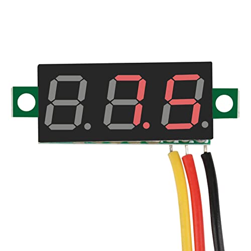 LED-Anzeige Voltmeter DC Spannungsmesser Panel DC 0-100 V Easy Connect, Reverse-Eingangsschutz für Kinderautos, Elektrofahrräder, Motorräder (Rot) von Fafeicy