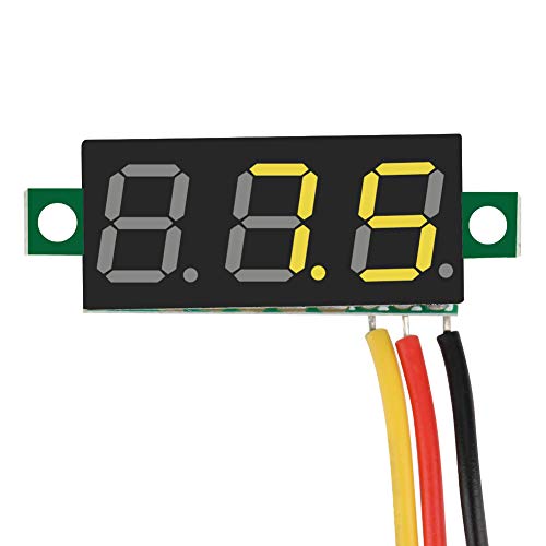 LED-Anzeige Voltmeter DC Spannungsmesser Panel DC 0-100 V Easy Connect, Reverse-Eingangsschutz für Kinderautos, Elektrofahrräder, Motorräder (YELLOW) von Fafeicy