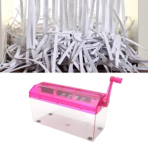 Transparent Manual Manual Machine Shredder A4 Schneidemaschine für Schreibtisch, Klasse, Haus - Kunststoff Langlebig (Rosenrot) von Fafeicy