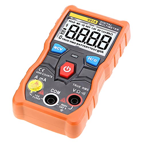 V01A True RMS -Multimeter für eine Genaue Stromspannungsmessung mit Backlight & Taschenlampe, Multifunktionstester für Elektriker und -Enthusiasten (ORANGE) von Fafeicy