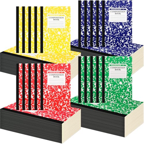 Fainne 100 Pack A5 Composition Notebooks Bulk Wide Ruled Composition Notebook College Ruled Notebooks Marble Covers Notebook for Student Classroom Office Supplies 30 Sheet/60 Page(Classic Color) von Fainne