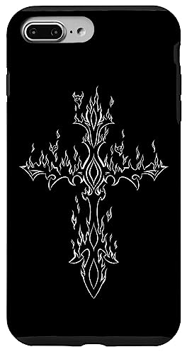 Brennendes Kreuz in Flammen Emo Alt E-Girl Boy Trad Mall Y2K Goth Hülle für iPhone 7 Plus/8 Plus von Fairy Grunge Fairycore Clothes for Women and Men