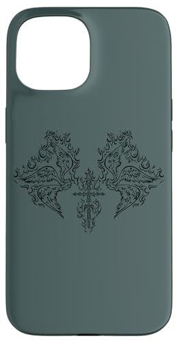 Burning Cross Biblically Wings in Flame Alt Emo Goth Egirl Hülle für iPhone 15 von Fairy Grunge Fairycore Clothes for Women and Men