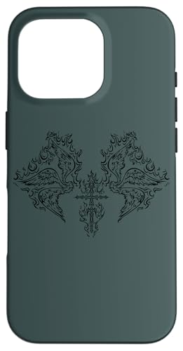 Burning Cross Biblically Wings in Flame Alt Emo Goth Egirl Hülle für iPhone 16 Pro von Fairy Grunge Fairycore Clothes for Women and Men