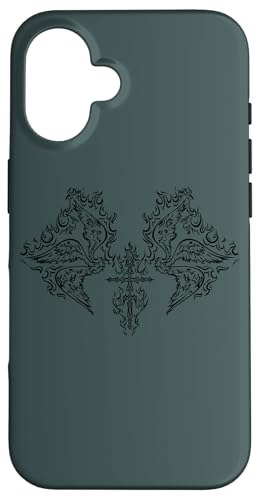 Burning Cross Biblically Wings in Flame Alt Emo Goth Egirl Hülle für iPhone 16 von Fairy Grunge Fairycore Clothes for Women and Men