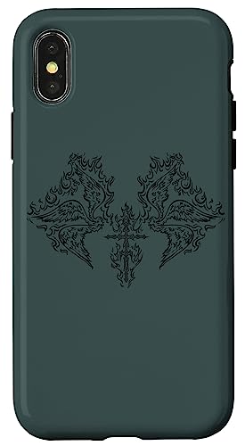 Burning Cross Biblically Wings in Flame Alt Emo Goth Egirl Hülle für iPhone X/XS von Fairy Grunge Fairycore Clothes for Women and Men