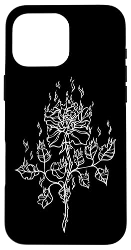 Rose brennt in Flammen Emo Alt E-Girl Boy Trad Mall Y2K Goth Hülle für iPhone 16 Pro Max von Fairy Grunge Fairycore Clothes for Women and Men