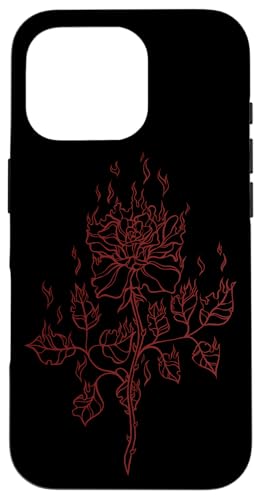Rose brennt in Flammen Emo E-Girl Boy Y2K Alt Trad Mall Goth Hülle für iPhone 16 Pro von Fairy Grunge Fairycore Clothes for Women and Men