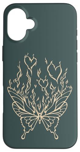 Y2K E-Girl Academia Burning Butterfly Heart Flame Dark Fairy Hülle für iPhone 16 Plus von Fairy Grunge Fairycore Clothes for Women and Men