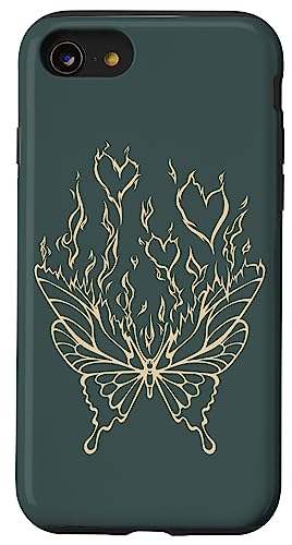 Y2K E-Girl Academia Burning Butterfly Heart Flame Dark Fairy Hülle für iPhone SE (2020) / 7 / 8 von Fairy Grunge Fairycore Clothes for Women and Men