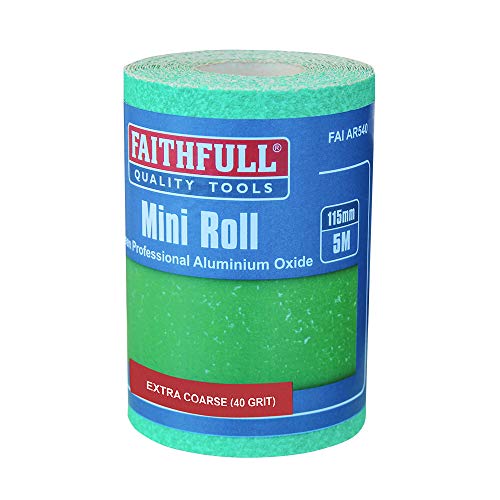 Faithfull AR540G Rolle mit Aluminium-Oxid-Papier, 115 mm x 5 m, 40 g, Grün von Faithfull