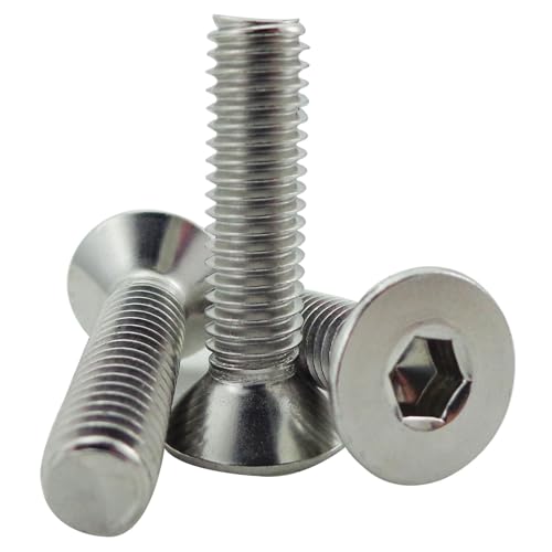 Fajoeda M6 x 25mm Senkkopfschrauben mit Innensechskant Schrauben, 20 Stück Senkkopfschrauben M6 edelstahl Vollgewinde A2 -V2A Senkschraube Edelstahlschrauben von Fajoeda