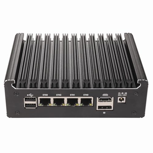 4 LAN i226 2.5G Firewall Micro Appliance, lüfterlose Firewall Mini PC N150 (aktualisiert N100, 4C/4T, bis zu 3,6 Ghz) DDR4 NVMe Typ C PF-Sense OPNsense AES-NI Server von FakestarPC