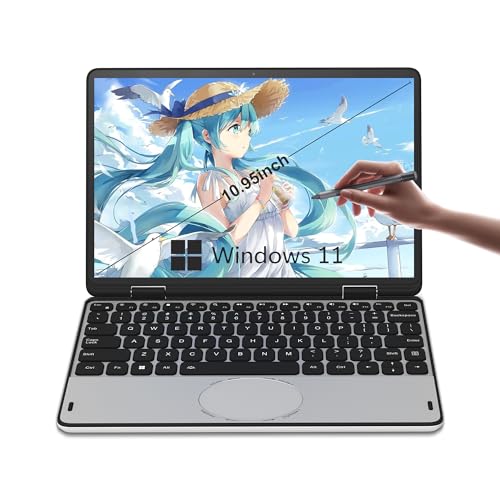 FakestarPC 2024 Mini-Laptop-Computer mit Stylus Pen 10,95 Zoll Win11 Tragbares Business-Tablet Studentencomputer Inхel N100 (4C/4T 3,4 GHz) 1920 IPS-Touchscreen HD-Auflösungen Notebook Outdoor von FakestarPC