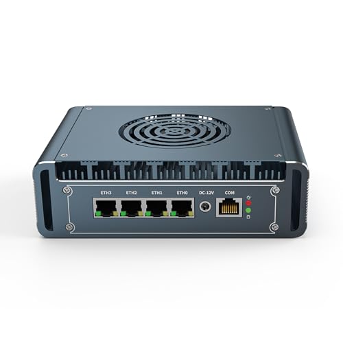 FakestarPC Firewall Micro Device N150, Lüfter aus Aluminium 4 x i226 2,5 G LAN, 4 x USB, 1 x COM, 1 x HDMI, 1 x DP, pfsen – se PVE Pare – Computer-Feuerstelle Mini PC, 16 GB Ddr5 256 GB SSD von FakestarPC