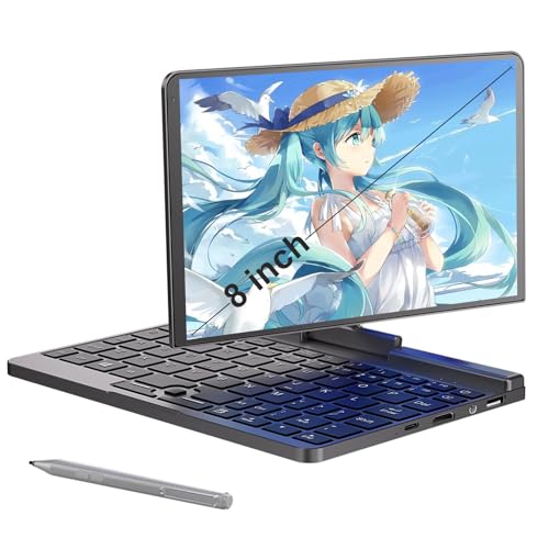 FakestarPC Mini Laptop 8 Zoll Touch Windows 11 Tablet IPS Bildschirm Inхel N100,12G DDR5, 256GB SSD, 2 in 1 Laptop Gaming Notebook Tablet mit Stylus, WiFi6 BT5.2 von FakestarPC