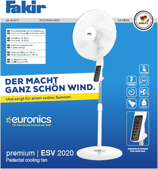 ESV2020 Euronics Sondermodell Standventilator weiß von Fakir