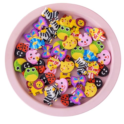 Falafoty 50PCS Mini Radiergummis Kinder, Neuheit Tier Radiergummis Kleine Bleistift Radiergummi, Lustige Radiergummis Grundschule Radiergummi Geschenke für Klasse Belohnungen Schüler Hausaufgaben von Falafoty