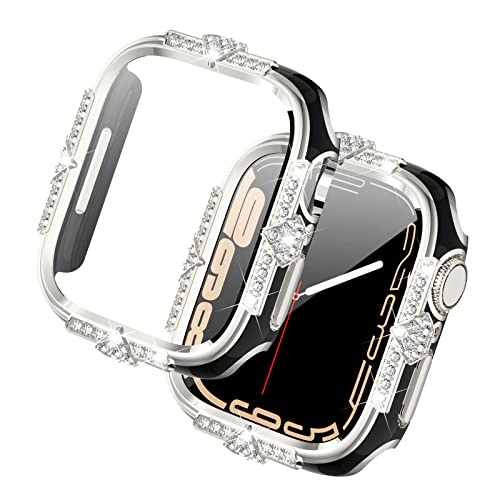 Falandi Kompatibel mit Apple Watch Hülle Serie 10/9/8/7/6/5/4 /SE, Strasssteine mit integriertem Glas-Displayschutz, 46/42/40/44/41/45 mm, Diamant-iWatch-Abdeckung für Frauen und Mädchen (Schwarz, S, Falandi Kompatibel mit Apple Watch Hülle Serie 10/9/8/7/6/5/4 /SE, Strasssteine mit integriertem Glas-Displayschutz, 46/42/40/44/41/45 mm, Diamant-iWatch-Abdeckung für Frauen und Mädchen (Schwarz, S, von Falandi