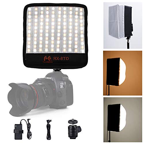 Falcon Eyes RX-8TD Flexible LED Photography Light 18W Bi-Color 3000K-5600K LED Continuous On-Camera Lighting CRI 95+ with Softbox Diffuser von Falcon Eyes