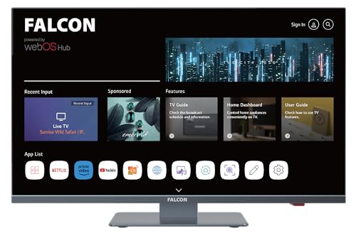 Falcon 27 Zoll Full HD LED Fernseher LG WebOS SMART WiFi Camping Wohnmobil 12V/24V,DVD Player, Bluetooth, HDMI, USB, Paramount Plus, Magenta, Netflix, Prime Video, Disney Plus, DAZN, IPTV Streaming von Falcon World Class Technology