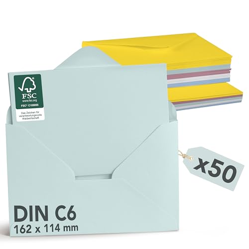 Falinko 50x Faltkarten mit Umschlag Pastell Farbmix I Din A6/C6 I Faltkarten blanko I Briefumschläge bunt I neutrale Grußkarten mit Umschlag Falinko 50x Faltkarten mit Umschlag Pastell Farbmix I Din A6/C6 I Faltkarten blanko I Briefumschläge bunt I neutrale Grußkarten mit Umschlag von Falinko