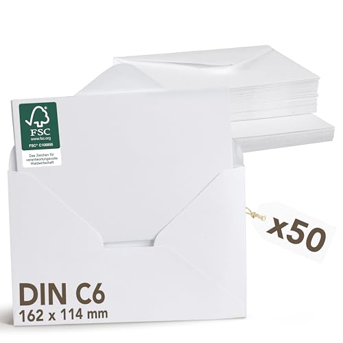 Falinko 50x Faltkarten Mit Umschlag I Din A6/C6 I Faltkarten Blanko Weiß I Briefumschläge I Neutrale Grußkarten (Kraftpapier, 50er Set) von Falinko