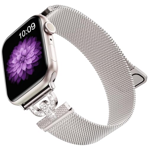 Faliogo Armband Kompatibel mit Apple Watch Armband 42mm 44mm 45mm 49mm für Damen, Funkelnder Diamant Edelstahl Ersatzarmband für Apple Watch SE/iWatch Series 9 8 7 6 5 4 3 2 1 Ultra, Polarstern Faliogo Armband Kompatibel mit Apple Watch Armband 42mm 44mm 45mm 49mm für Damen, Funkelnder Diamant Edelstahl Ersatzarmband für Apple Watch SE/iWatch Series 9 8 7 6 5 4 3 2 1 Ultra, Polarstern von Faliogo
