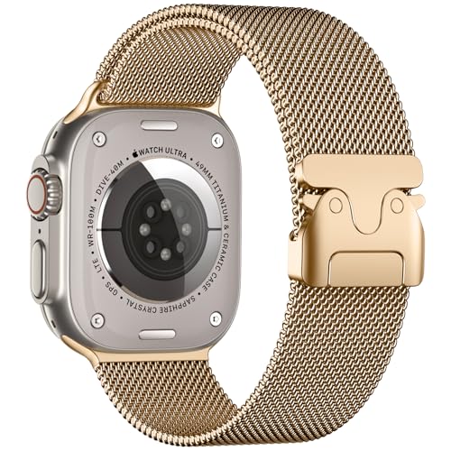 Faliogo Armband Kompatibel mit Apple Watch Ultra 2/Ultra 49 mm, Edelstahl Band mit Fallschirm-Schnalle für Apple Watch Series 10 46 mm, Series 9/8/7 45 mm, SE2/SE/6/5/4 44 mm, 3/2/1 42 mm, Roségold Faliogo Armband Kompatibel mit Apple Watch Ultra 2/Ultra 49 mm, Edelstahl Band mit Fallschirm-Schnalle für Apple Watch Series 10 46 mm, Series 9/8/7 45 mm, SE2/SE/6/5/4 44 mm, 3/2/1 42 mm, Roségold von Faliogo