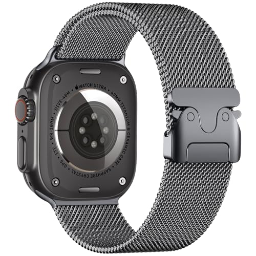 Faliogo Armband Kompatibel mit Apple Watch Ultra 2/Ultra 49 mm, Edelstahl Band mit Fallschirm-Schnalle für Apple Watch Series 10 46 mm, Series 9/8/7 45 mm, SE2/SE/6/5/4 44 mm, 3/2/1 42 mm, Space Grey Faliogo Armband Kompatibel mit Apple Watch Ultra 2/Ultra 49 mm, Edelstahl Band mit Fallschirm-Schnalle für Apple Watch Series 10 46 mm, Series 9/8/7 45 mm, SE2/SE/6/5/4 44 mm, 3/2/1 42 mm, Space Grey von Faliogo
