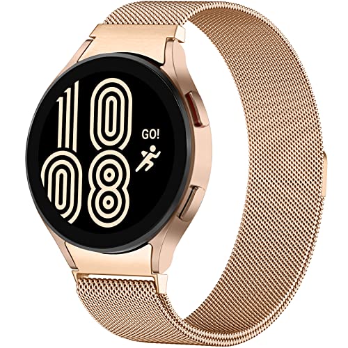 Faliogo Edelstahl Armband Kompatibel mit Samsung Galaxy Watch 4 40mm 44mm/Galaxy Watch 4 Classic 42mm 46mm/Galaxy Watch 5 40mm 44mm/Galaxy Watch 5 Pro, Metall Magnetische Ersatzbänder, Roségold von Faliogo