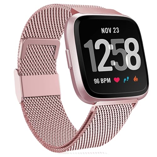 Faliogo Ersatzarmband Kompatibel mit Fitbit Versa Armband/Fitbit Versa 2 Armband, Edelstahl Metall Ersatz Armbänder Kompatibel mit Fitbit Versa 2/Versa/Versa Lite, Klein, Roségold von Faliogo