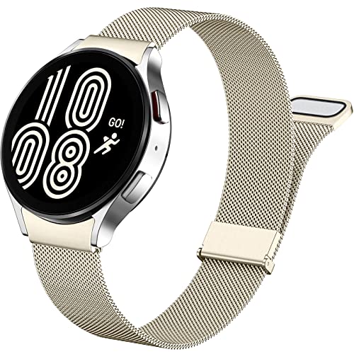 Faliogo Keine Lücke Metall Armband Kompatibel mit Samsung Galaxy Watch 4 40mm 44mm Armband - Galaxy Watch 5 40mm 44mm Armband - Galaxy Watch 5 Pro Edelstahl Armband für Damen Herren, Champagner von Faliogo