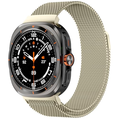 Faliogo Metall Armband Kompatibel Mit Samsung Galaxy Watch Ultra 47mm für Herren Damen, Edelstahl Magnetisch Mesh Band, Champagne Faliogo Metall Armband Kompatibel Mit Samsung Galaxy Watch Ultra 47mm für Herren Damen, Edelstahl Magnetisch Mesh Band, Champagne von Faliogo