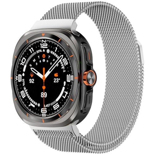 Faliogo Metall Armband Kompatibel mit Samsung Galaxy Watch Ultra Armband 47mm für Herren Damen, Edelstahl Magnetisch Mesh band für Galaxy Watch Ultra Armband, Silber Faliogo Metall Armband Kompatibel mit Samsung Galaxy Watch Ultra Armband 47mm für Herren Damen, Edelstahl Magnetisch Mesh band für Galaxy Watch Ultra Armband, Silber von Faliogo