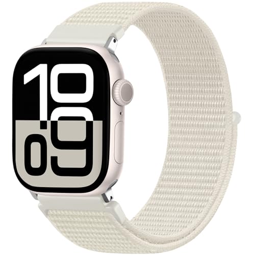 Faliogo Nylon Armband Kompatibel mit Apple Watch Armband 40mm 41mm 38mm 42mm(Series 10), Verstellbare Solo Loop Sportarmband für iWatch Series 10 9 8 7 6 5 4 3 2 1 SE Ultra, Polarstern von Faliogo