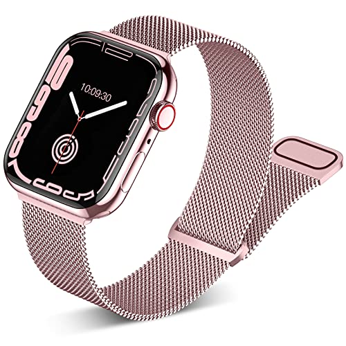 Faliogo kompatibel mit Apple Watch Armband 38mm 40mm 41mm für Damen/Herren, Edelstahl Metall Mesh Armband mit Magnet Kompatibel mit iWatch Armband Series 8 7 6 5 4 3 2 1 SE, 38mm/40mm/41mm, Rosa Faliogo kompatibel mit Apple Watch Armband 38mm 40mm 41mm für Damen/Herren, Edelstahl Metall Mesh Armband mit Magnet Kompatibel mit iWatch Armband Series 8 7 6 5 4 3 2 1 SE, 38mm/40mm/41mm, Rosa von Faliogo