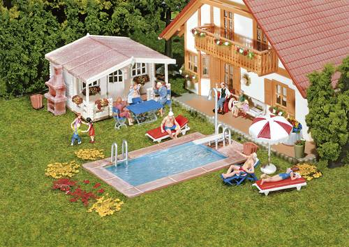 Faller 180542 H0 Swimming Pool und Gartenhaus von Faller