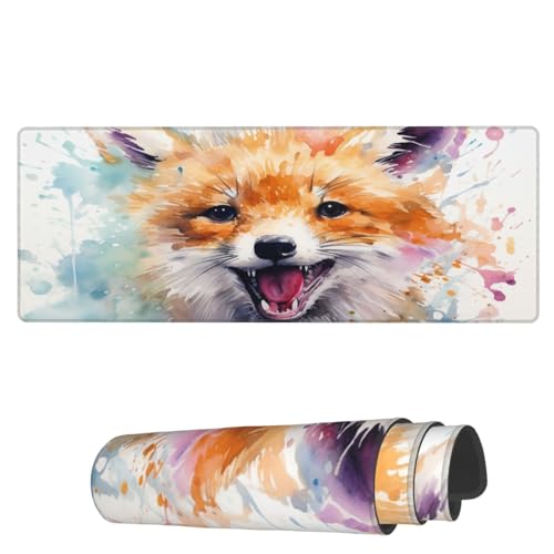 Famame Laptop-Mauspad, Motiv: Fuchs, Aquarellfarben, Schreibtischunterlage mit genähten Kanten, 80 x 30 cm, rutschfest, große Tastatur, Gummi, Schreibtischunterlage für Büro und Zuhause Famame Laptop-Mauspad, Motiv: Fuchs, Aquarellfarben, Schreibtischunterlage mit genähten Kanten, 80 x 30 cm, rutschfest, große Tastatur, Gummi, Schreibtischunterlage für Büro und Zuhause von Famame