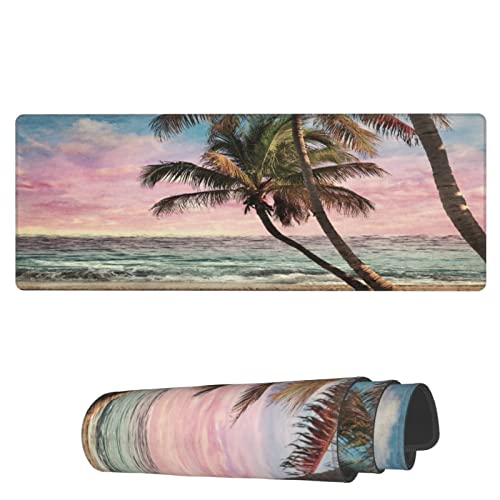 Famame Laptop-Mauspad, Vintage-Stil, tropischer Strand, Palme, Schreibtischunterlage mit genähten Kanten, 80 x 30 cm, rutschfest, große Tastatur, Gummi-Schreibtischunterlage für Büro und Zuhause Famame Laptop-Mauspad, Vintage-Stil, tropischer Strand, Palme, Schreibtischunterlage mit genähten Kanten, 80 x 30 cm, rutschfest, große Tastatur, Gummi-Schreibtischunterlage für Büro und Zuhause von Famame