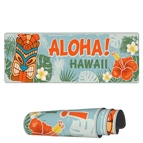 Famame Laptop-Mauspad Aloha Hawaii Tiki Blumen Schreibtischunterlage mit genähten Kanten 80 x 30 cm rutschfeste große Tastatur Gummi Schreibtischmatte für Büro Zuhause Famame Laptop-Mauspad Aloha Hawaii Tiki Blumen Schreibtischunterlage mit genähten Kanten 80 x 30 cm rutschfeste große Tastatur Gummi Schreibtischmatte für Büro Zuhause von Famame
