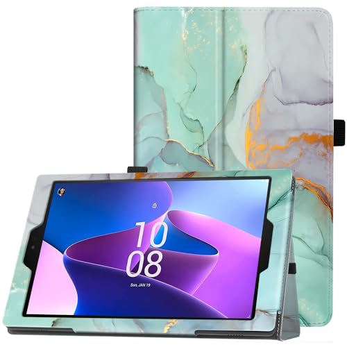 Famavala Folio-Schutzhülle für 25,7 cm (10,1 Zoll) Tablet (7. / 9. Generation, 2017/2019), automatische Wake/Sleep, nicht passend für TCL V10 Android-Tablet, grüner Marmor von Famavala