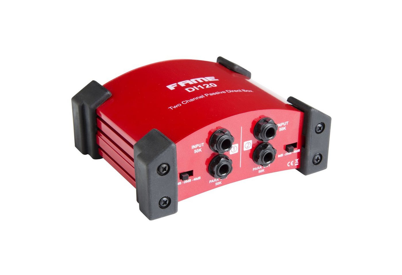 Fame Audio Audio-Wandler, (DI-120 Passive Stereo DI-Box Professionelle Signalverarbeitung Hochohmige Klinkeneingänge Symmetrische XLR Klinkenausgänge Ground-Lift PAD Schalter Robustes Metallgehäuse, Zubehör, DI-Boxen), Passive DI-Box, Stereo Signalverarbeitung, Hochohmige Klinkeneingänge von Fame Audio