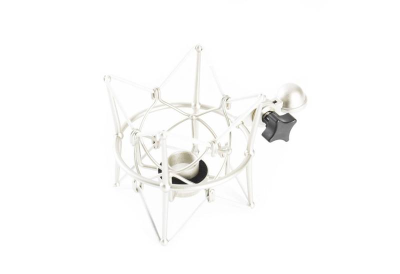 Fame Audio Mikrofon-Halterung, (Mikrofonspinne für Neumann U87 TLM67 kompatibel EA 67 N Stufenlos Neigbar Metall Nickel-Farben Filzgepolsterte Auflage Inklusive Ersatzgummis und Reduziergewinde, Stative und Halter für Studio Equipment, Mikrofonspinnen, Mikrofonspinne, Neumann U87, TLM67, EA 67 N) von Fame Audio