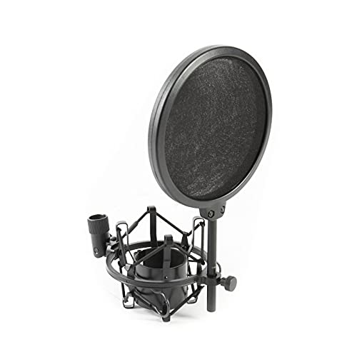 Fame EA 27 Pop, Mikrofonspinne mit Pop-Schutz, geeignet für gängige Mikrofonstativ-Modelle, verhindert Trittschall und Pulsivlauten, einfache Montage, für Mikrofone mit 4,5cm Durchmesser von Fame Audio