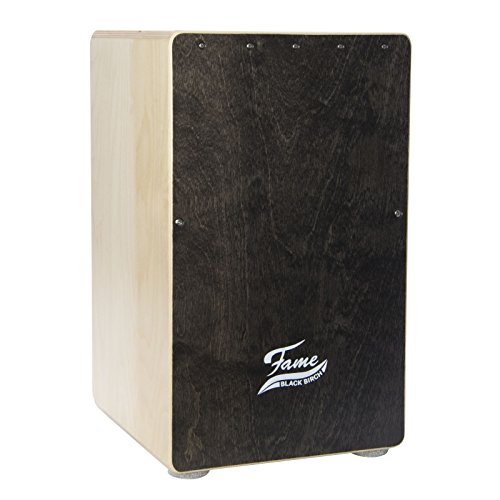 Fame Black Birch Cajon, Drum-Box, Birke, Made in Germany, Tiefer Bass, Snare-Effekt, Sitztrommel, Trommel für Unterwegs von Fame