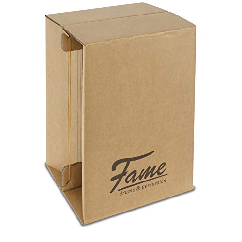 Fame Cardboard Cajon, Drum-Box, Pappcajon, Trommelkiste, zusammenklappbar, Snare-Effekt, Sitztrommel, Trommel für Unterwegs, bis 90 kg von Fame