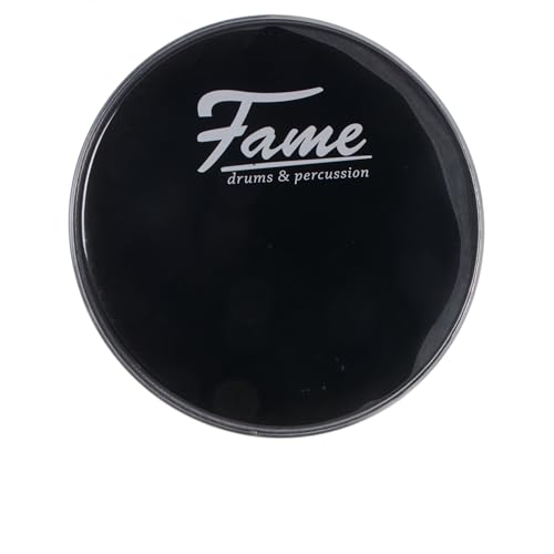 Fame Classic A2-F 20 Zoll Bass Drum Resonanzfell, Doppellagig, Mylar-Kunststoff, Schwarz, Robust, Langlebig, Prägnanter Sound, Viel Attack, Ohne Loch, Ohne Dämpfungsring, Ohne Dot, Mit Logo von Fame