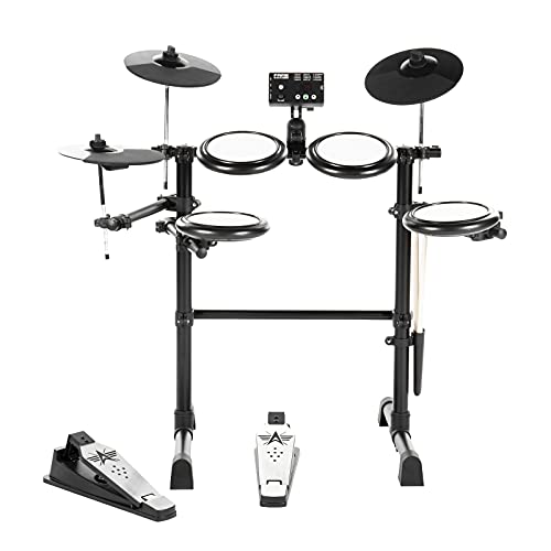 Fame DD-Lite V2 E-Drum Set, Elektronisches Schlagzeug-Set mit 144 Sounds, 12 Drumsets, Aux-Eingang, MIDI, Drumsticks, Drum Key, Mesh Heads, E-Schlagzeug, Schwarz von Fame